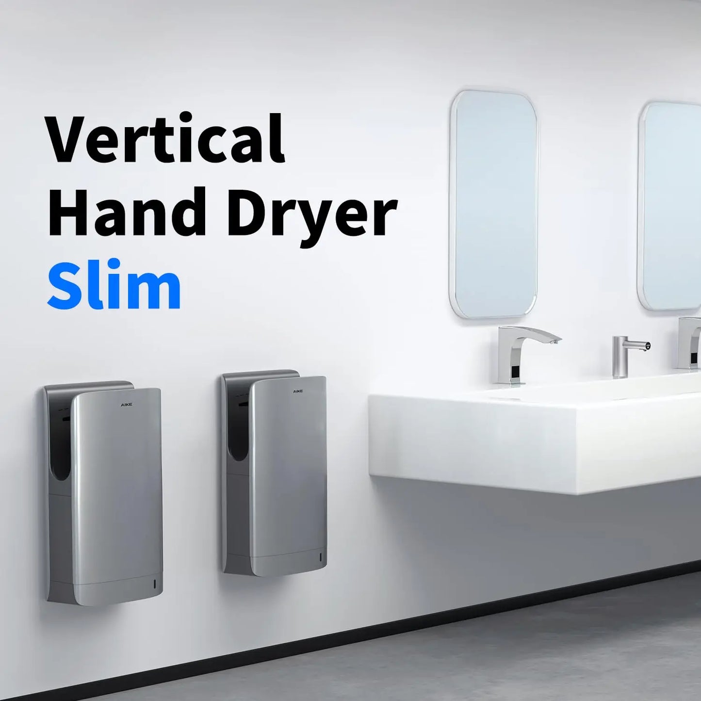 AIKE Automatic Hand Dryer for Bathroom Jet Hand Dryer with HEPA Filtered Vertical Slim Compact High Speed Wall Dryers 1400-1750W