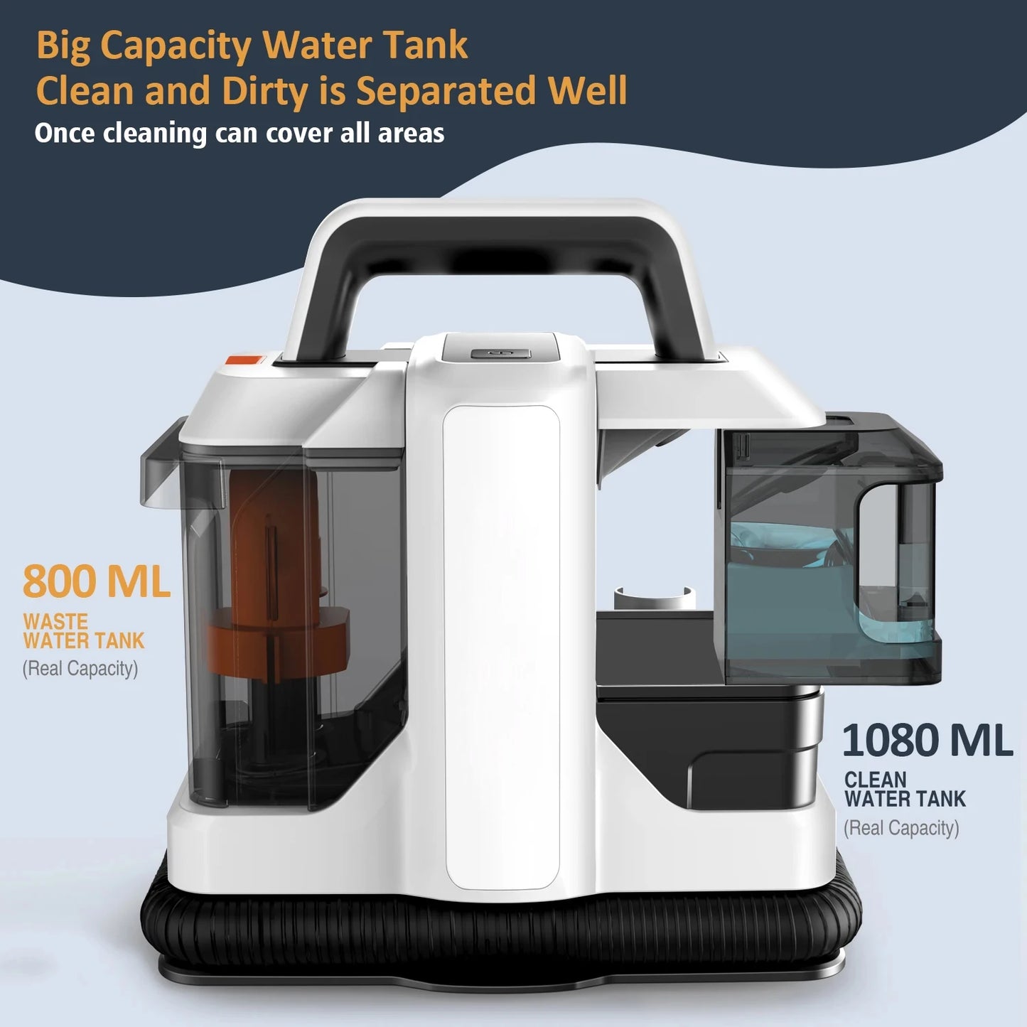 ROBOEVO Handheld Carpet Cleaner 15KPa/450W Portable Spot Cleaner Sofa Carpet Curtain Car Seat Built-in Spray & Suction Cleaning