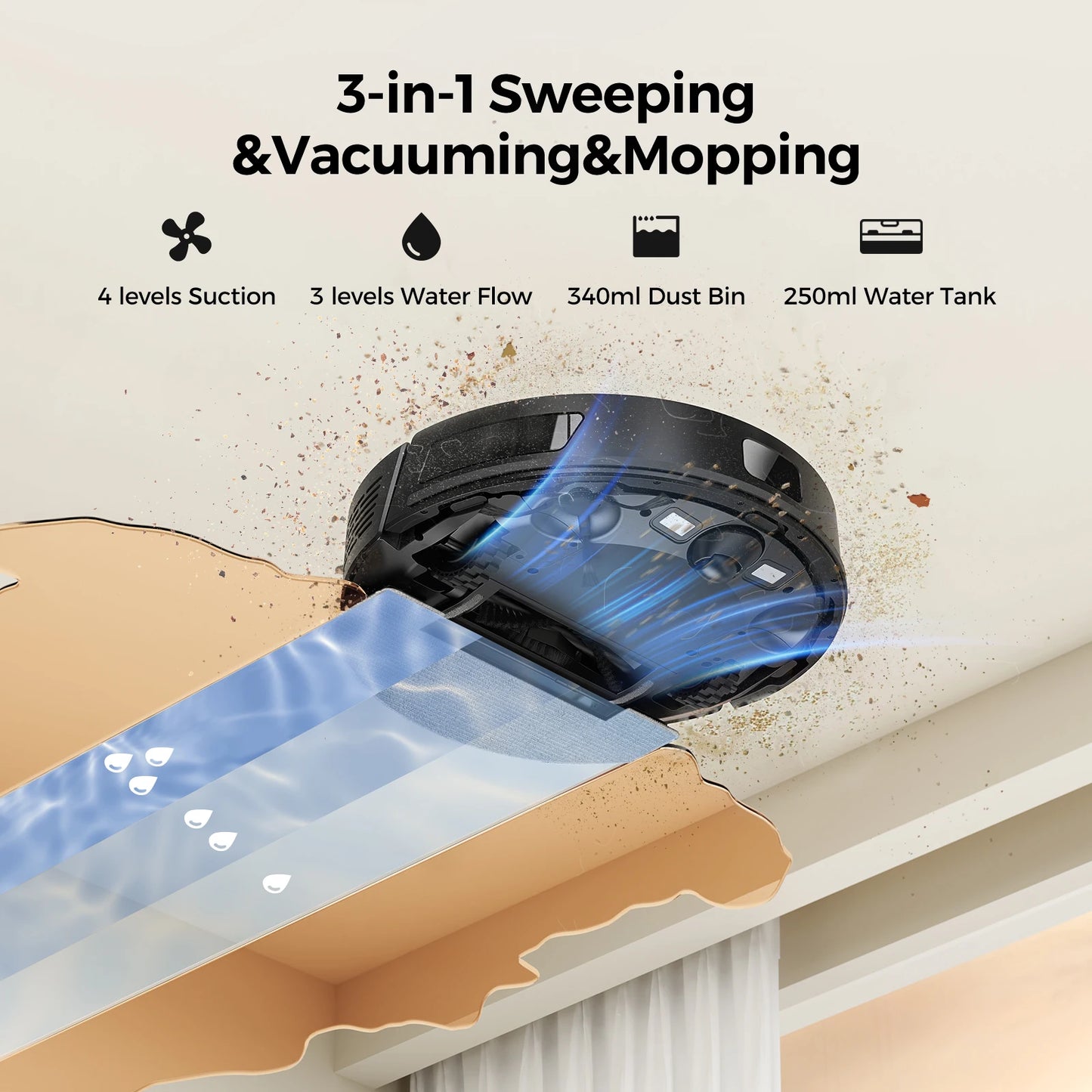 Robot Vacuum and Mop Self Emptying 5000pa Robot Vacuum Cleaner with Schedule Hands-Free Up Automatic Vacuum Robot for Floor Pet