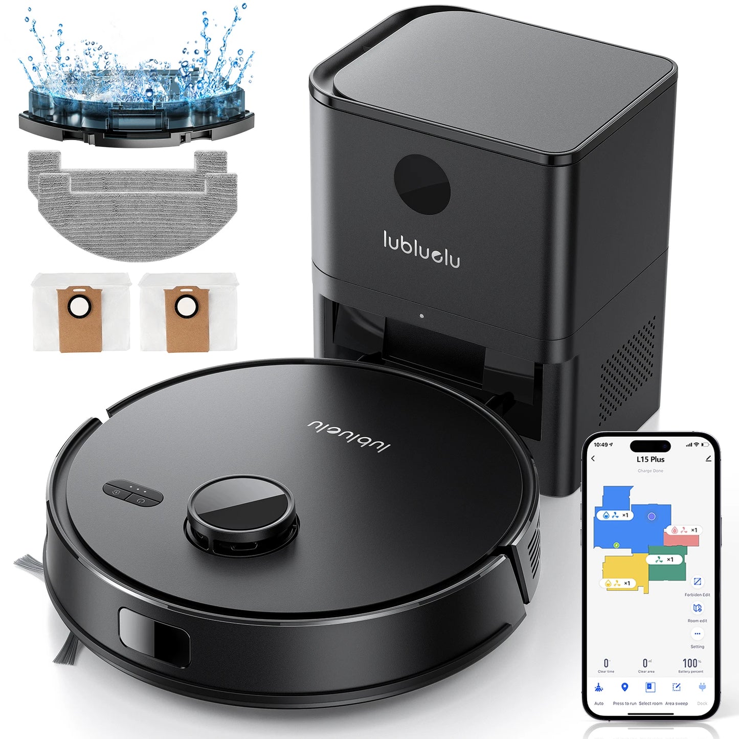 Robot Vacuum and Mop Self Emptying 5000pa Robot Vacuum Cleaner with Schedule Hands-Free Up Automatic Vacuum Robot for Floor Pet