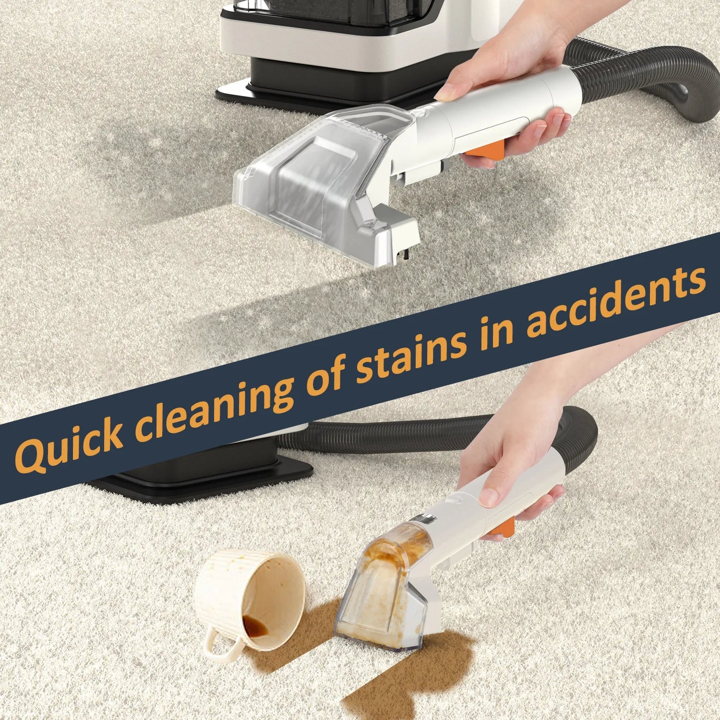 ROBOEVO Handheld Carpet Cleaner 15KPa/450W Portable Spot Cleaner Sofa Carpet Curtain Car Seat Built-in Spray & Suction Cleaning